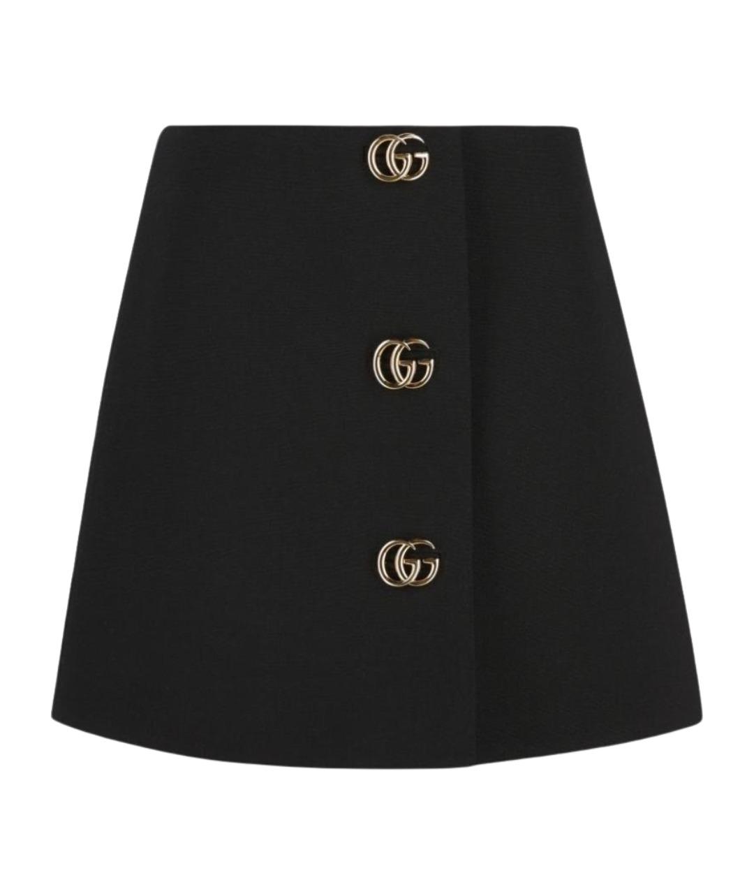 GUCCI Черная шерстяная юбка мини, фото 1