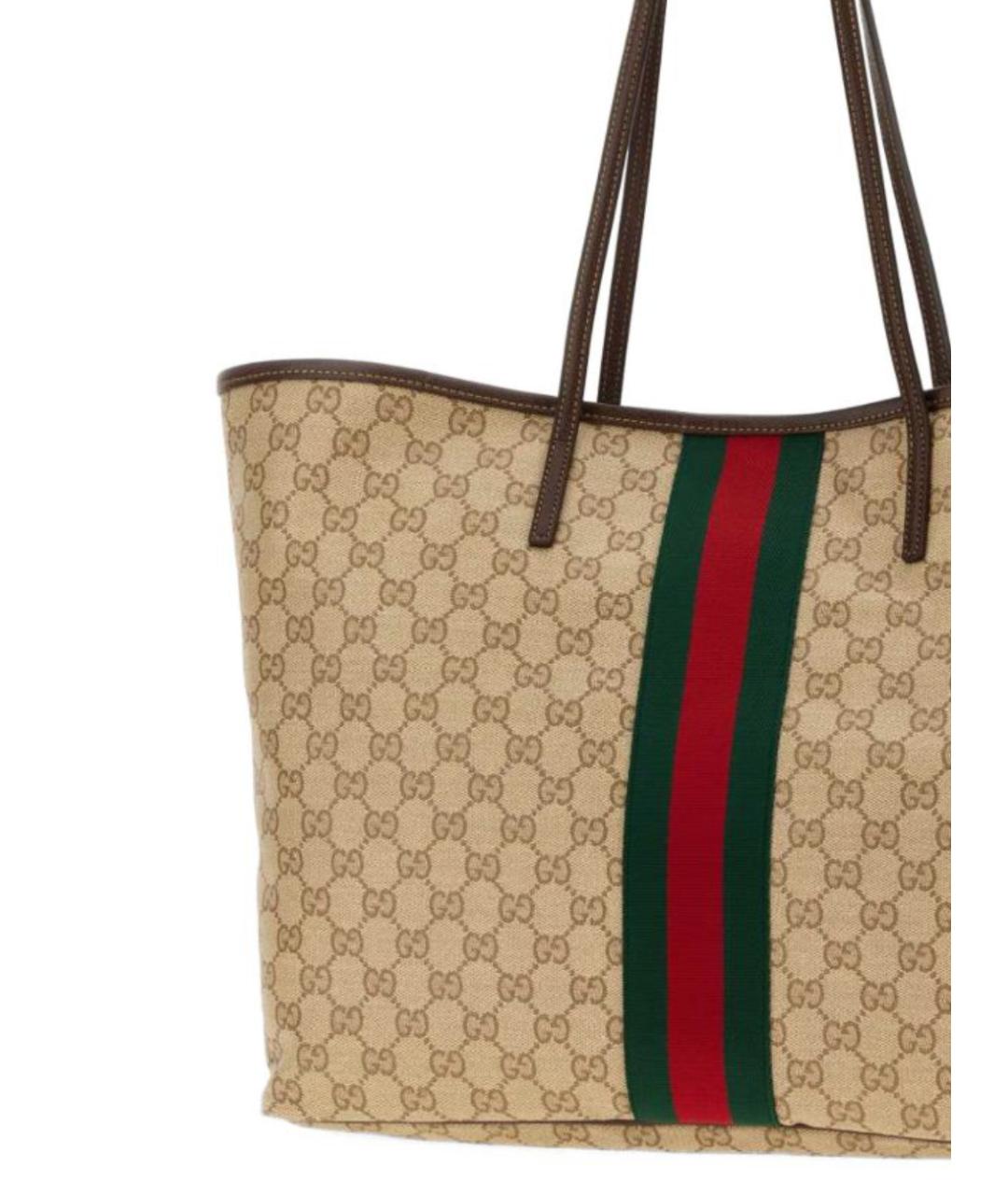 GUCCI Бежевая сумка тоут из канвы, фото 4