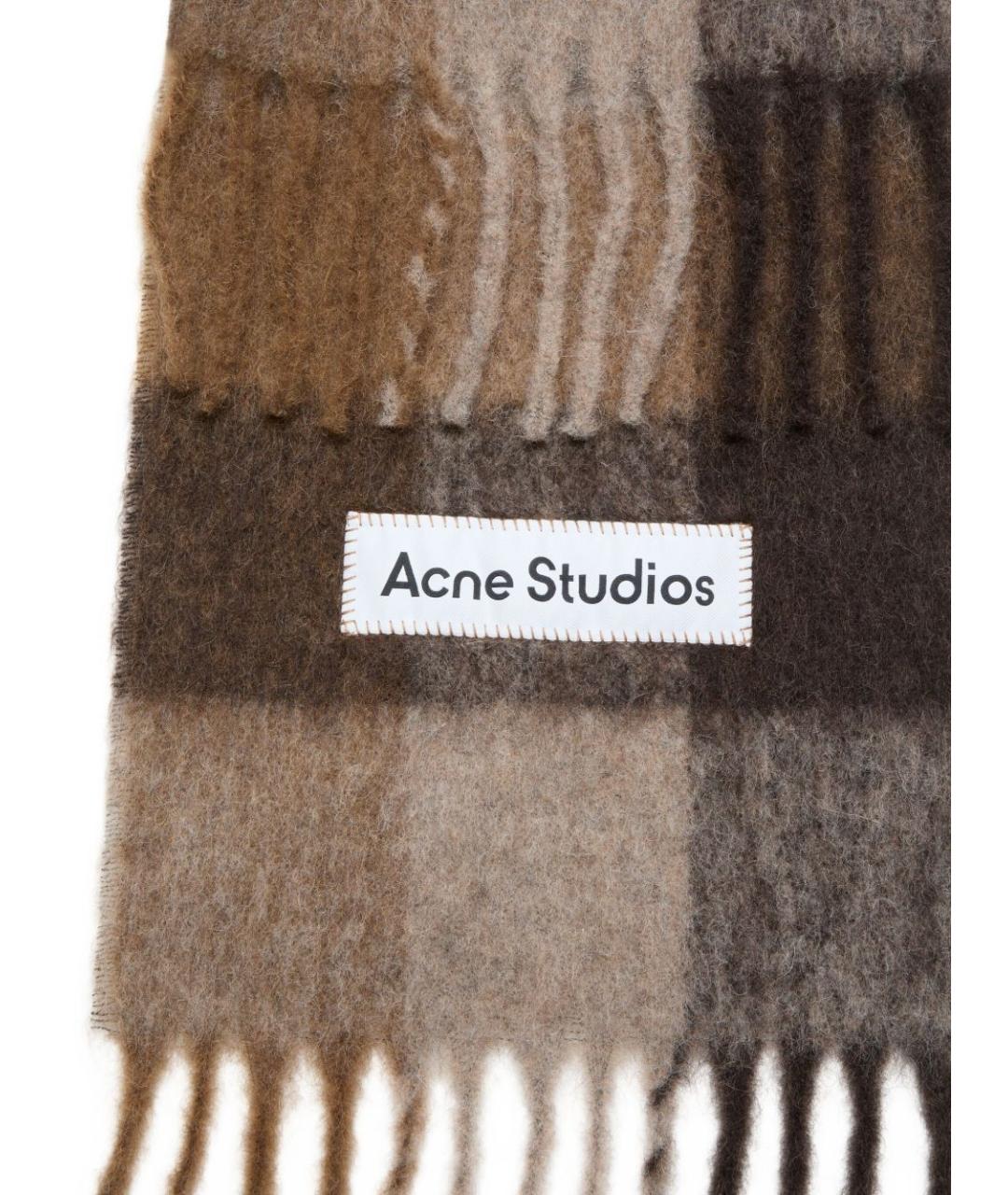 ACNE STUDIOS Коричневый шерстяной шарф, фото 2
