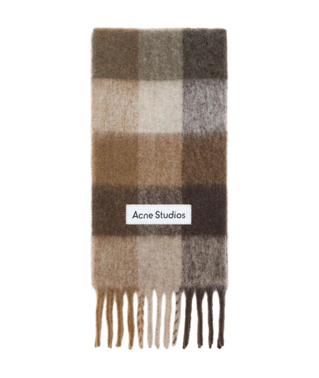 ACNE STUDIOS Коричневый шерстяной шарф, фото 1