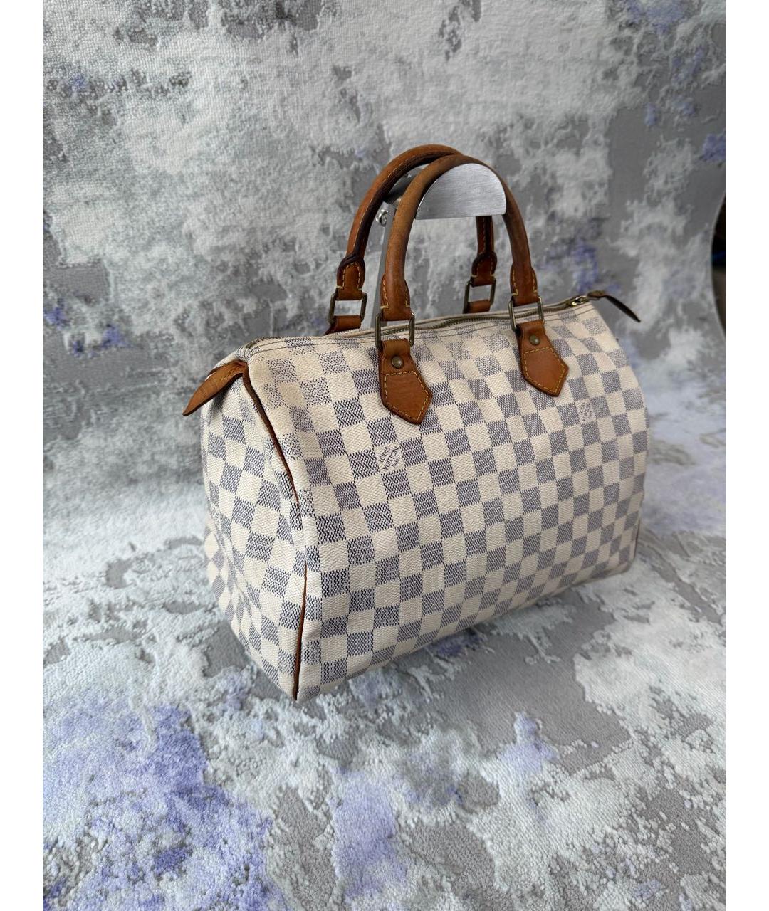 LOUIS VUITTON Белая сумка с короткими ручками из канвы, фото 3