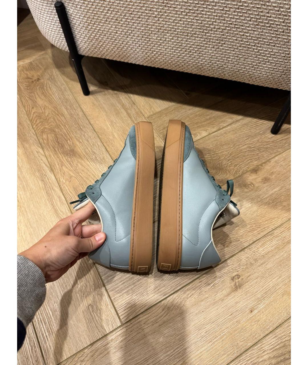 FURLA Бирюзовые кожаные кеды, фото 3