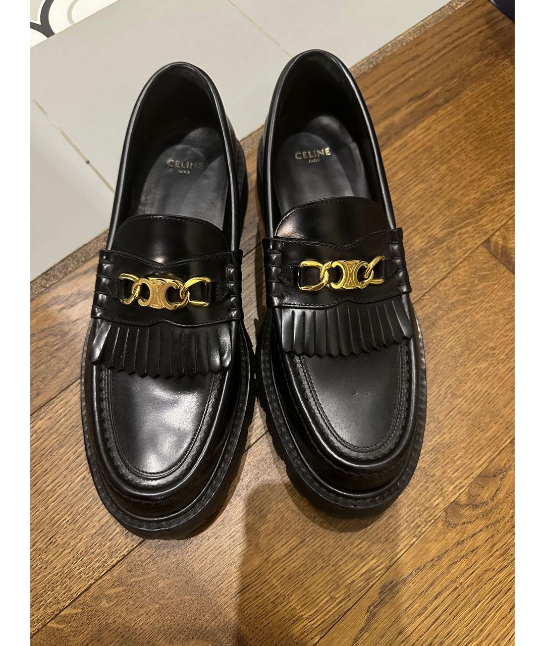 CELINE Черные кожаные лоферы, фото 2