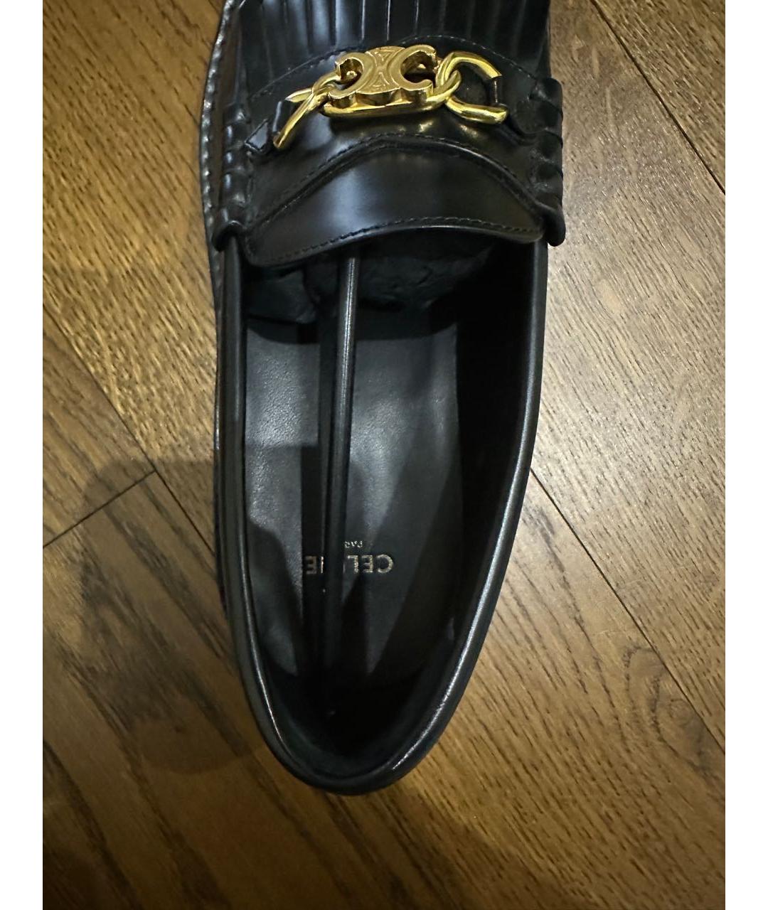 CELINE Черные кожаные лоферы, фото 6