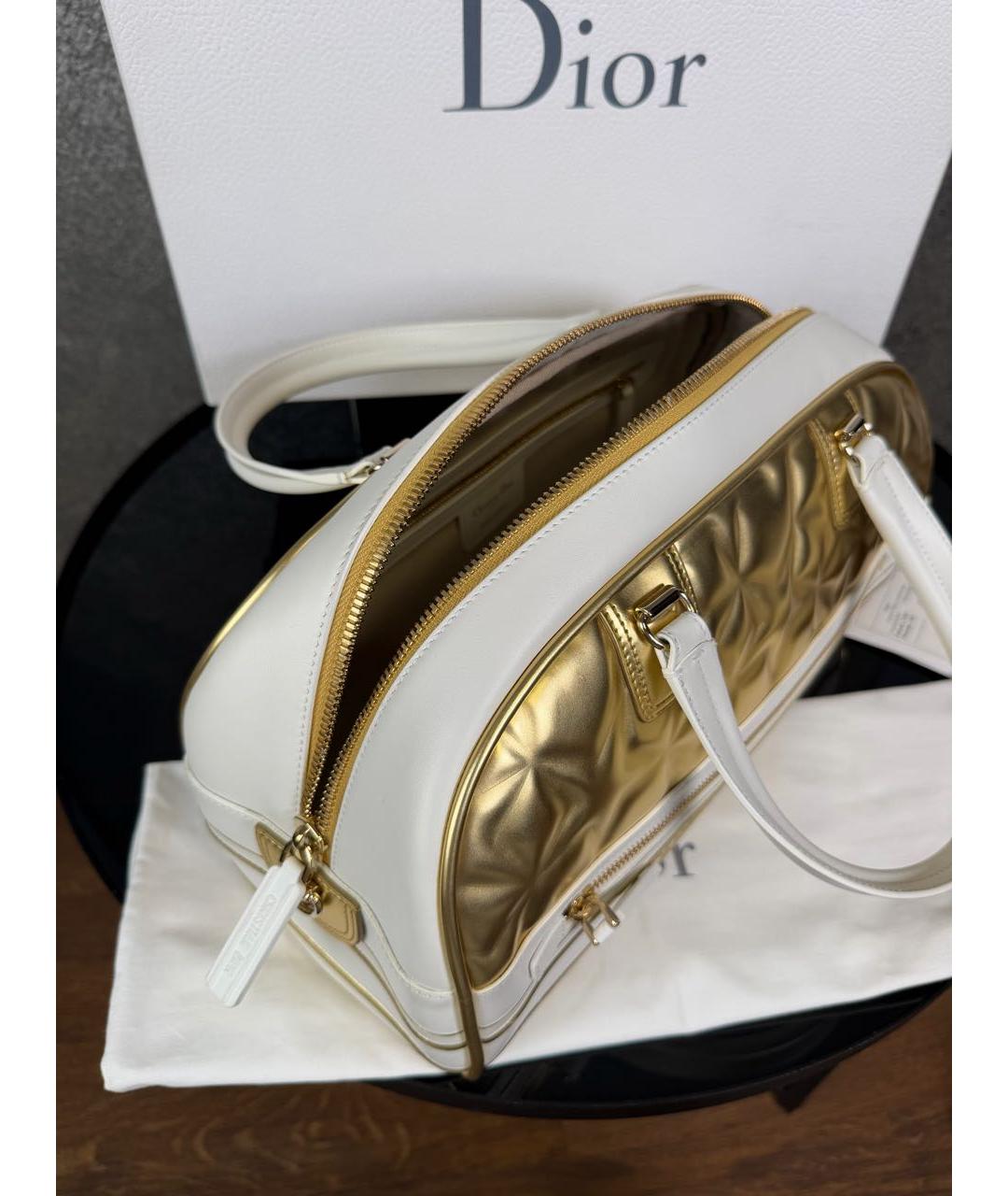 CHRISTIAN DIOR Белая кожаная сумка с короткими ручками, фото 2