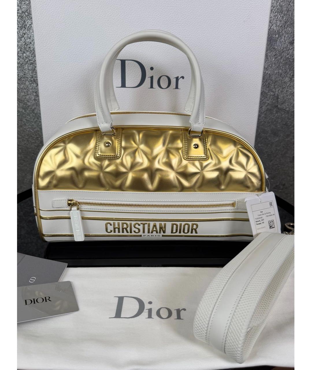 CHRISTIAN DIOR Белая кожаная сумка с короткими ручками, фото 9