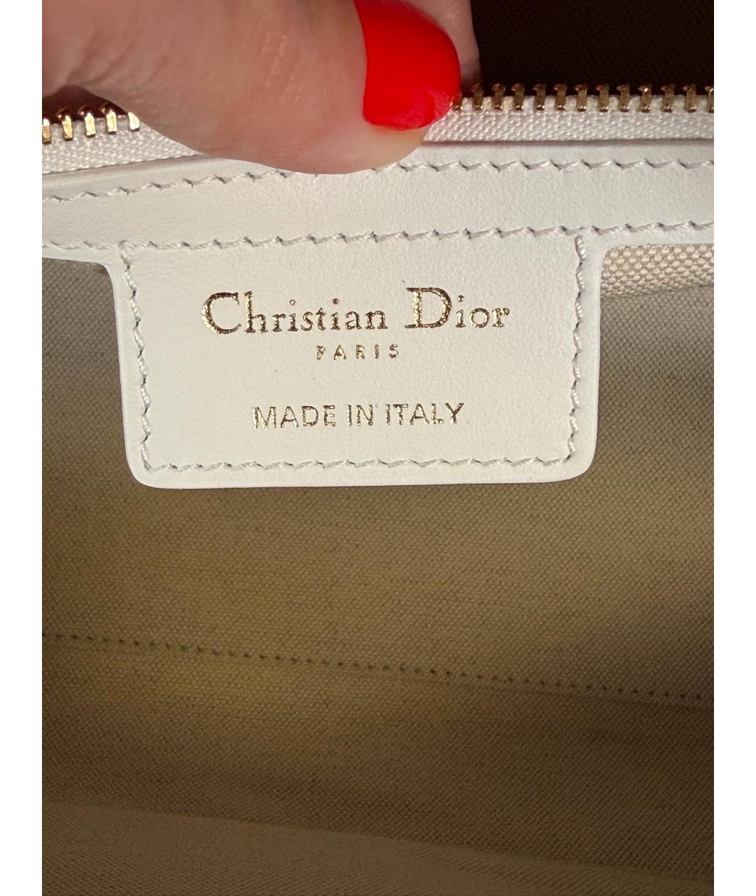 CHRISTIAN DIOR Белая кожаная сумка с короткими ручками, фото 7