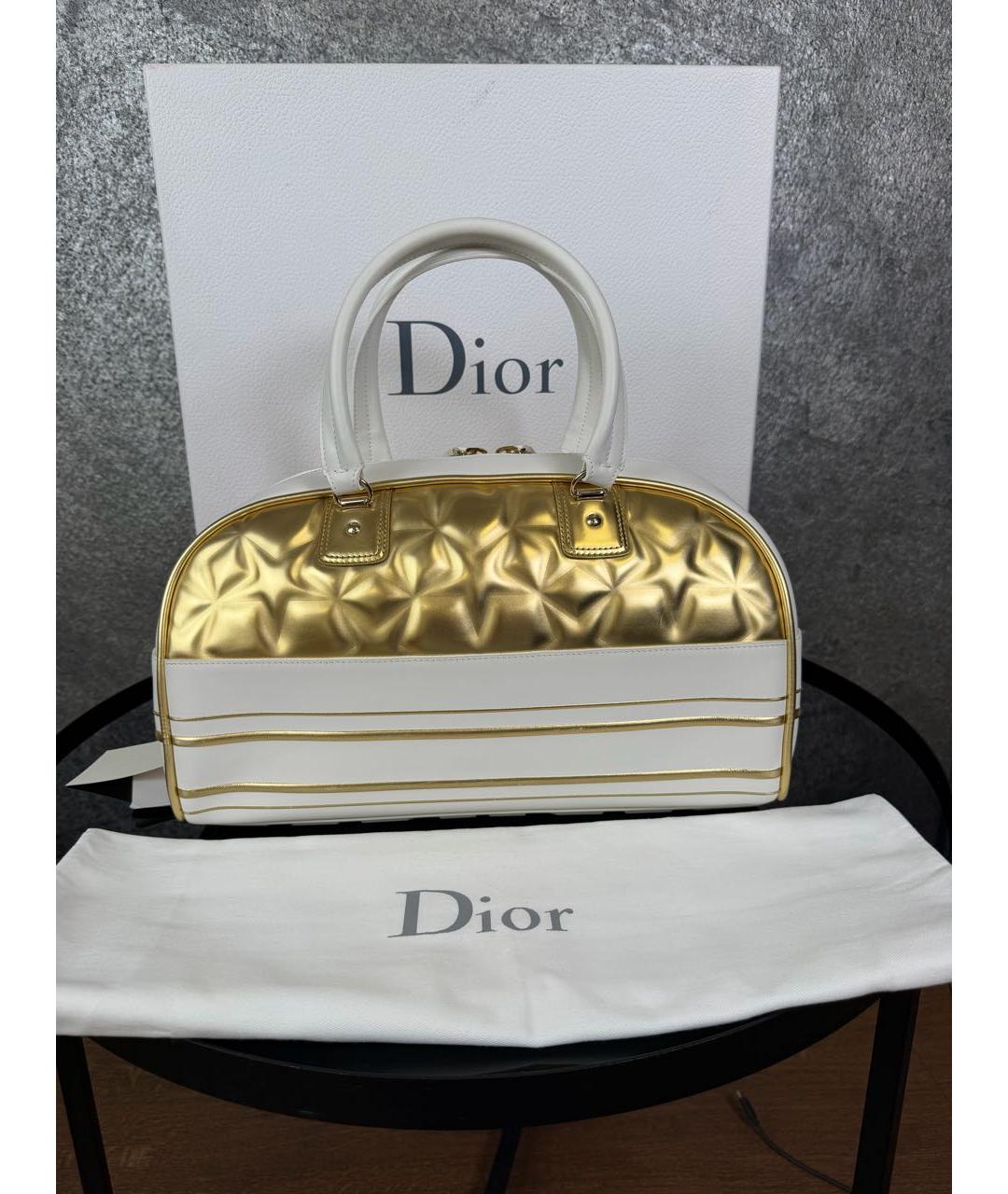 CHRISTIAN DIOR Белая кожаная сумка с короткими ручками, фото 3