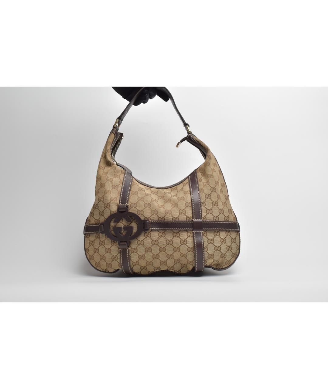 GUCCI Бежевая сумка через плечо из канвы, фото 8