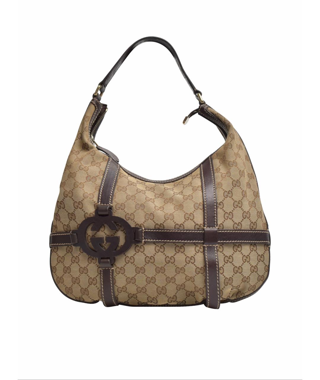 GUCCI Бежевая сумка через плечо из канвы, фото 1