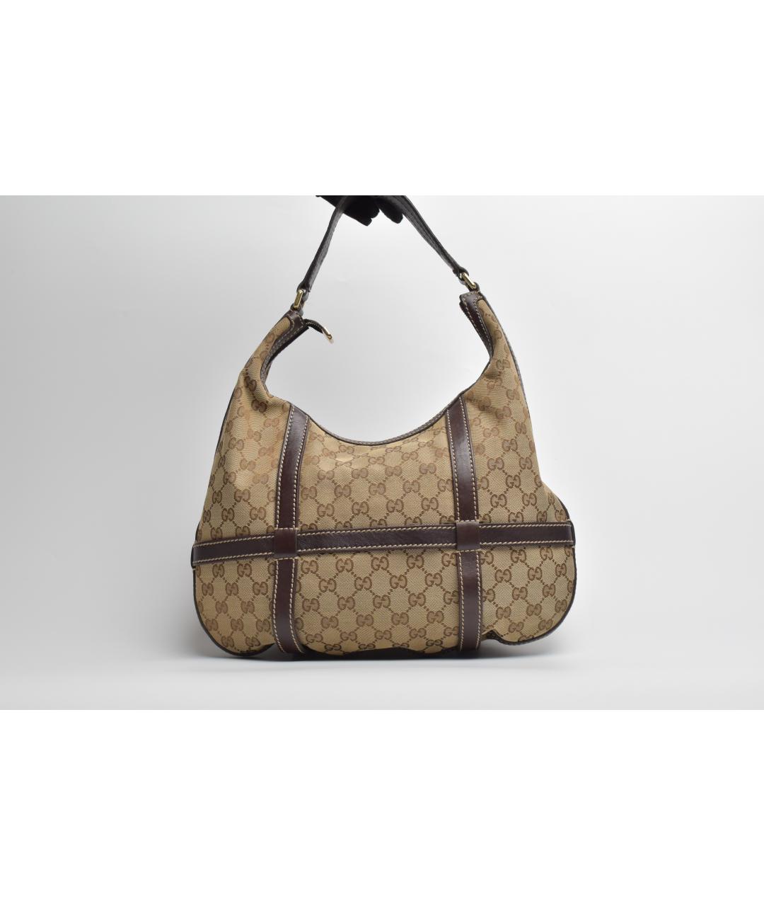 GUCCI Бежевая сумка через плечо из канвы, фото 3