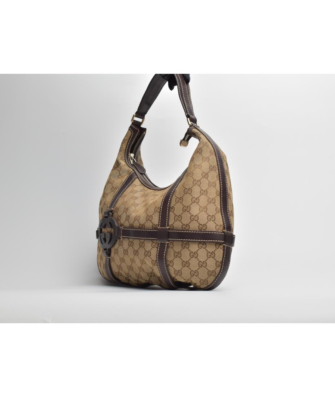 GUCCI Бежевая сумка через плечо из канвы, фото 2