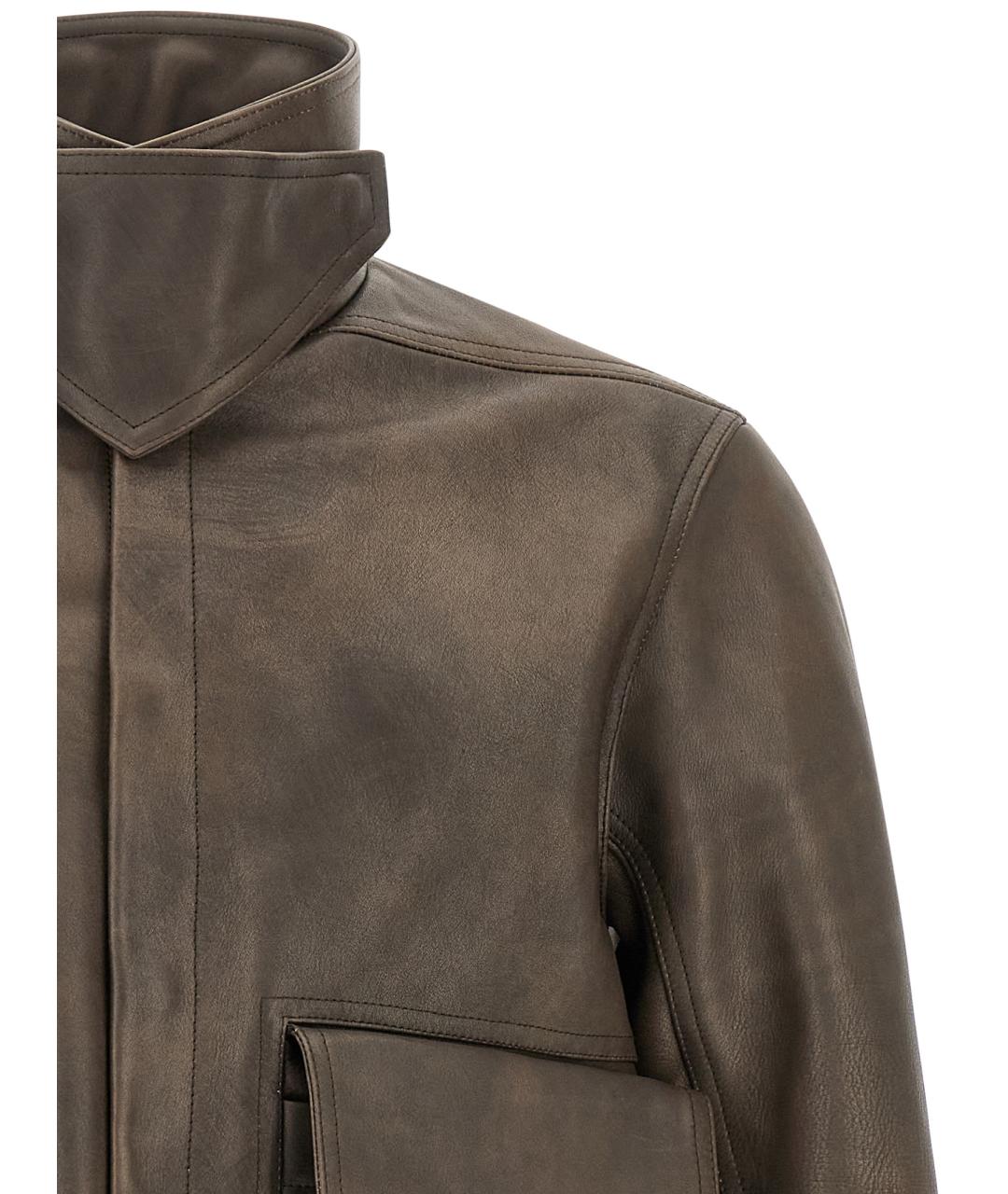 RICK OWENS Коричневая кожаная куртка, фото 3