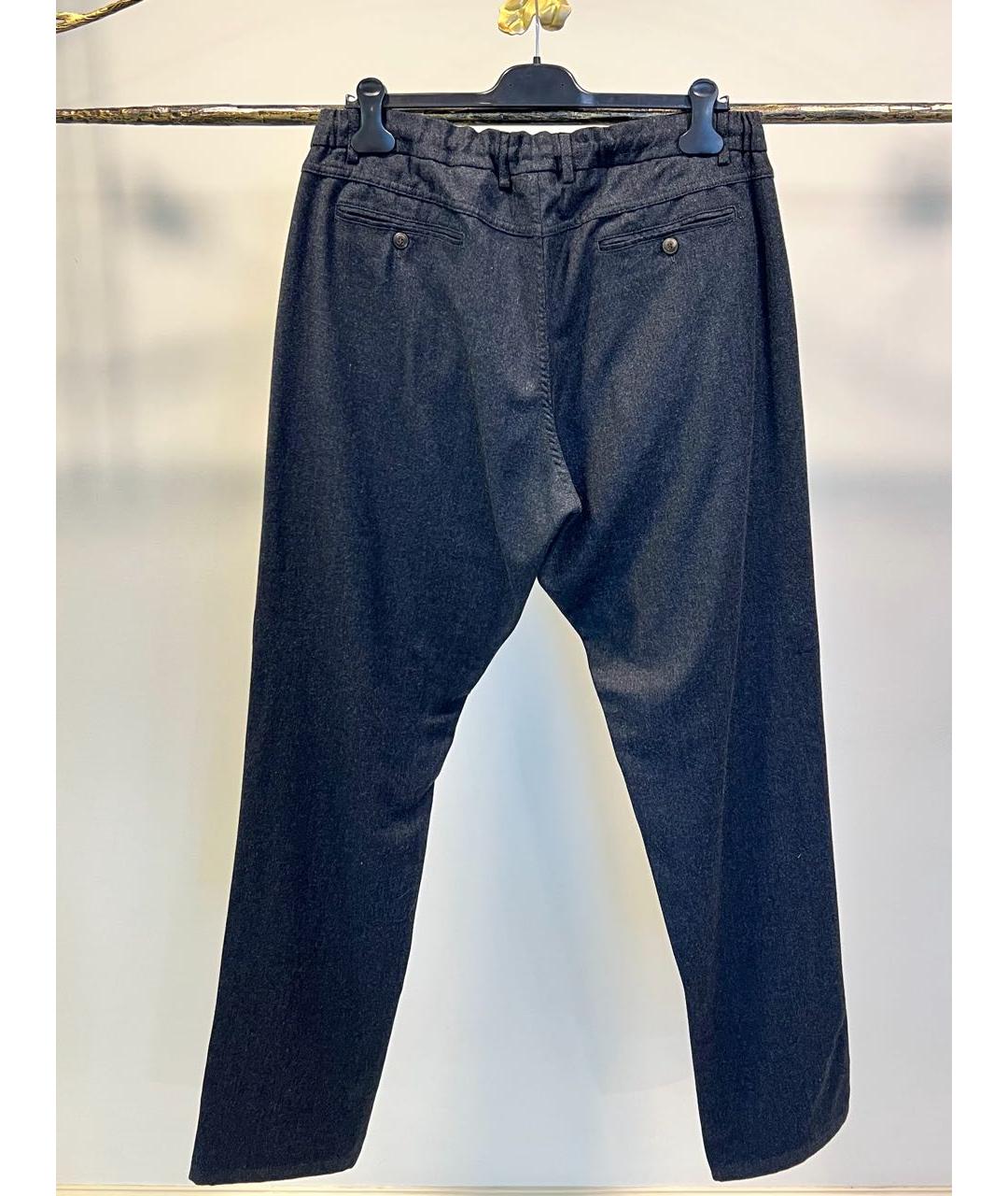 CANALI Антрацитовые шерстяные классические брюки, фото 2