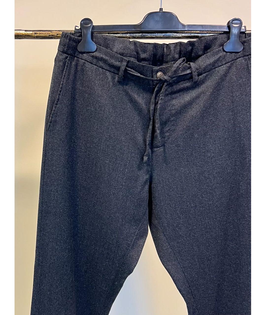 CANALI Антрацитовые шерстяные классические брюки, фото 3