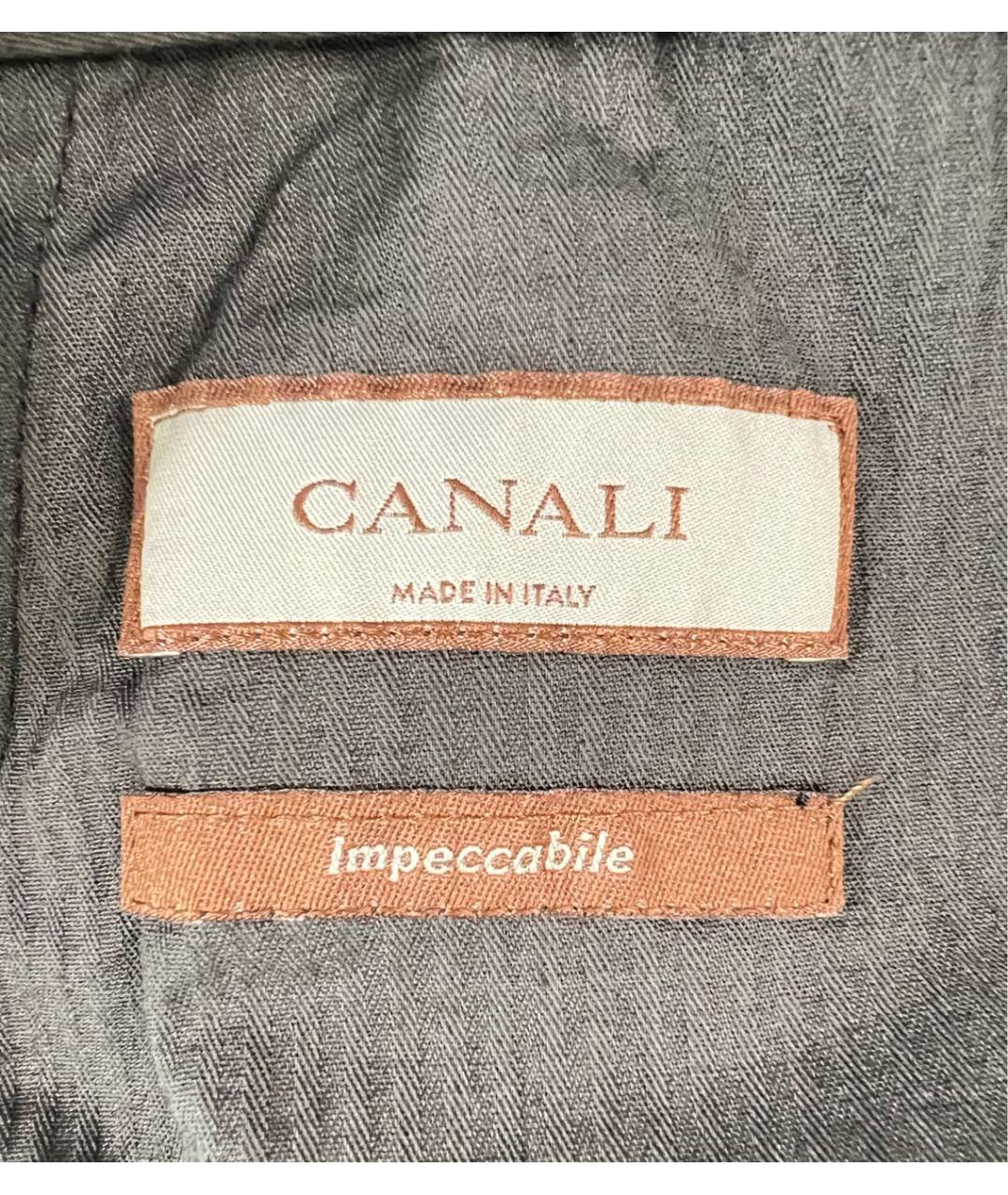 CANALI Антрацитовые шерстяные классические брюки, фото 8