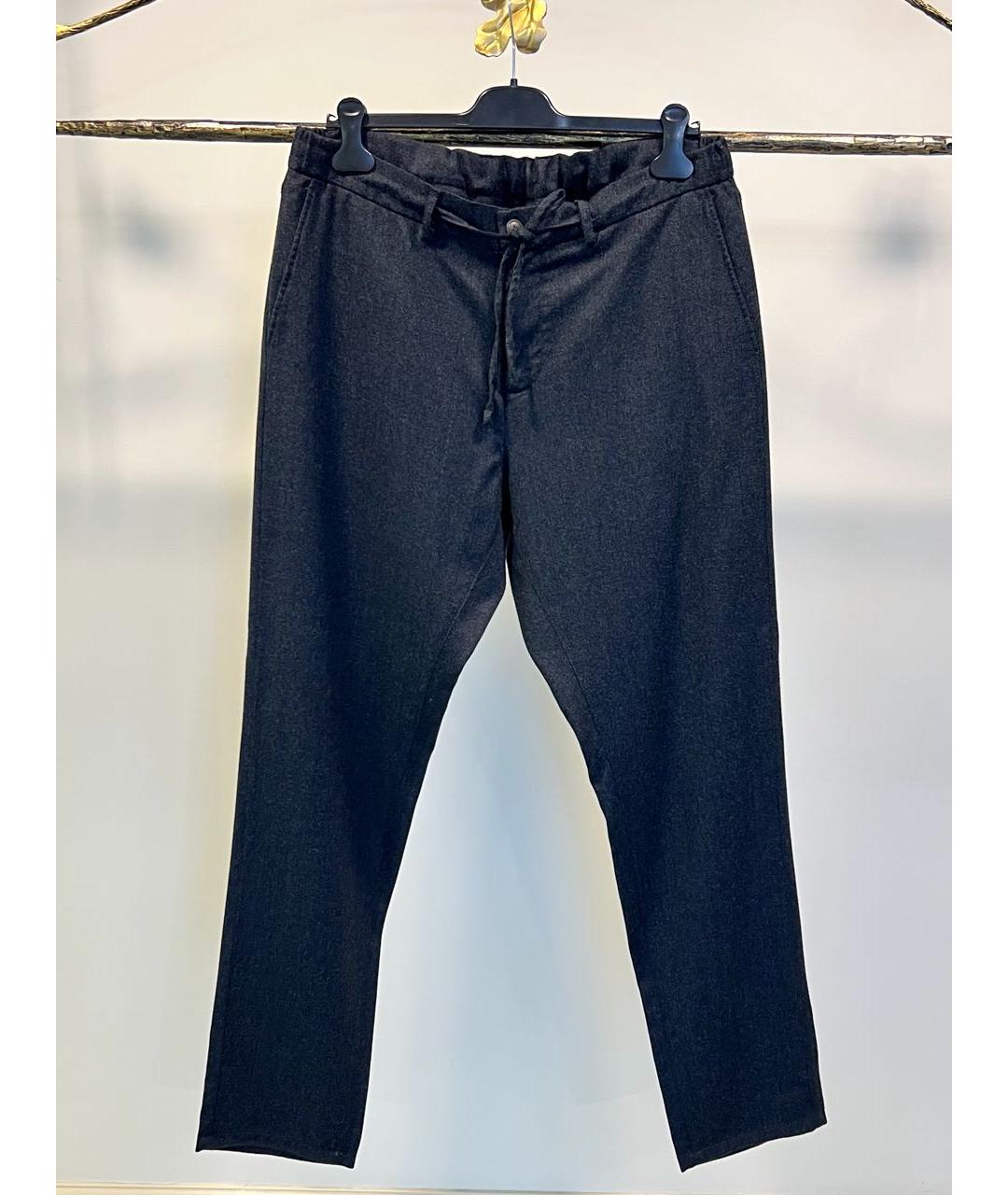 CANALI Антрацитовые шерстяные классические брюки, фото 9