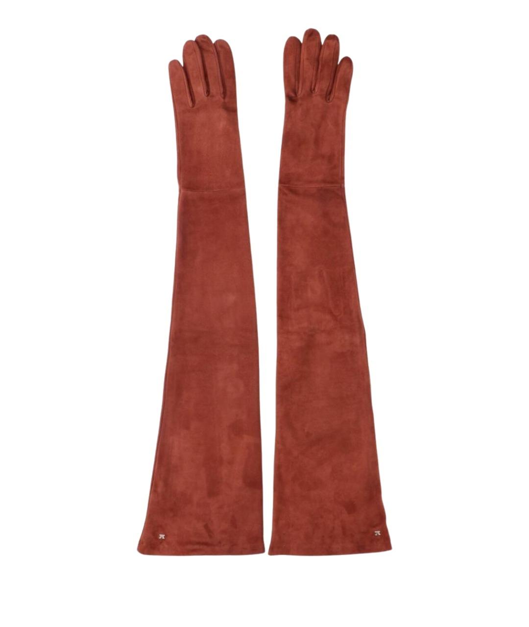 MAX MARA Коричневые кожаные перчатки, фото 1