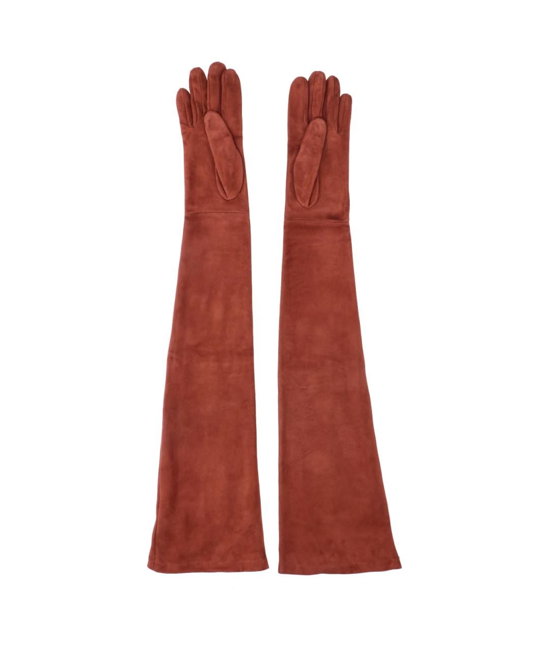 MAX MARA Коричневые кожаные перчатки, фото 2