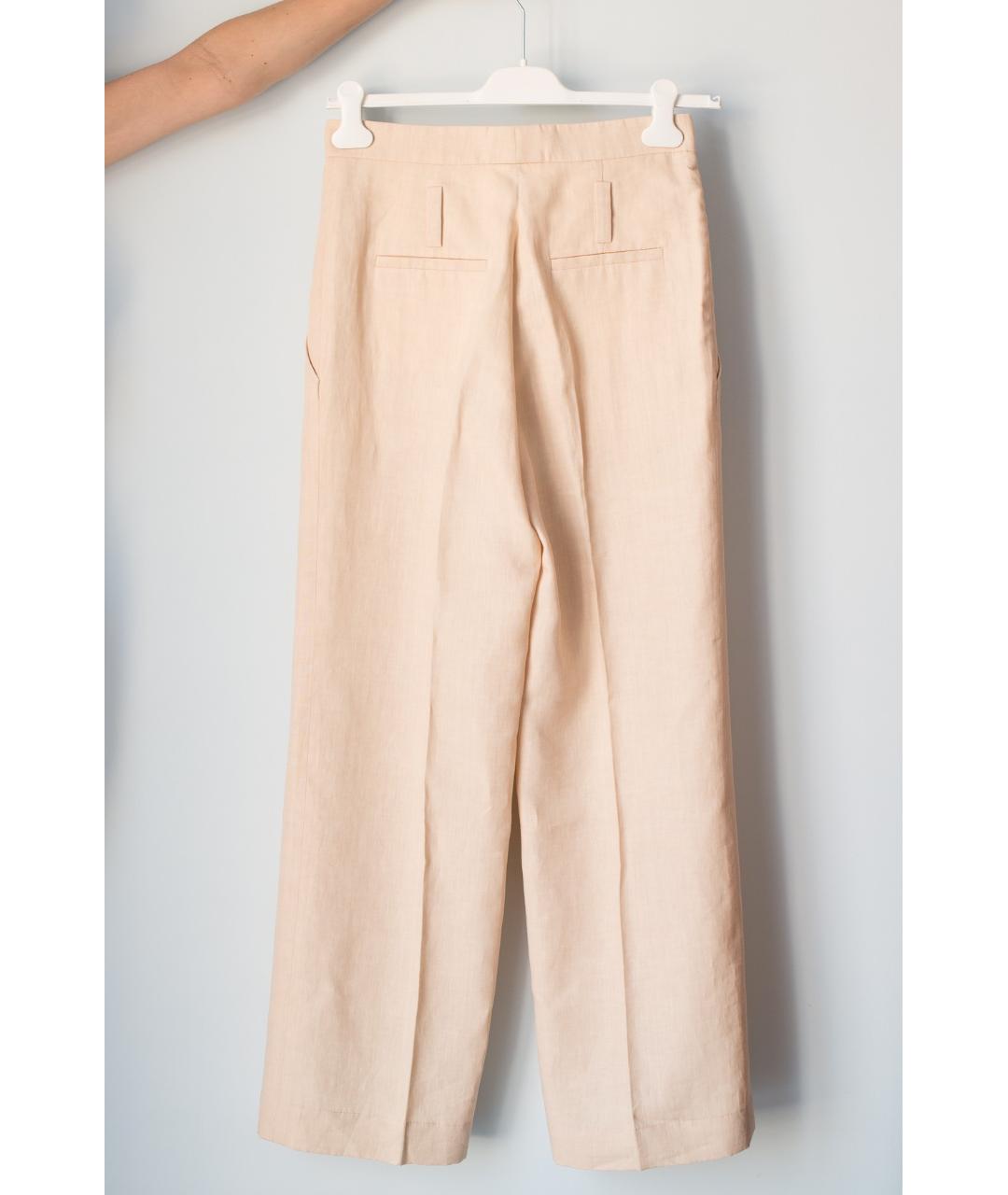 CELINE PRE-OWNED Бежевые льняные брюки широкие, фото 2