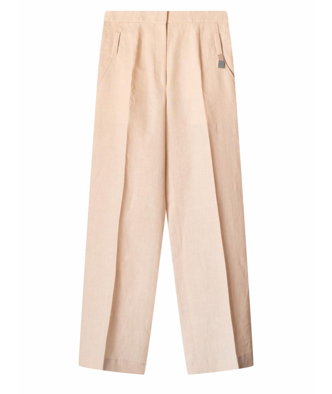 CELINE PRE-OWNED Бежевые льняные брюки широкие, фото 1