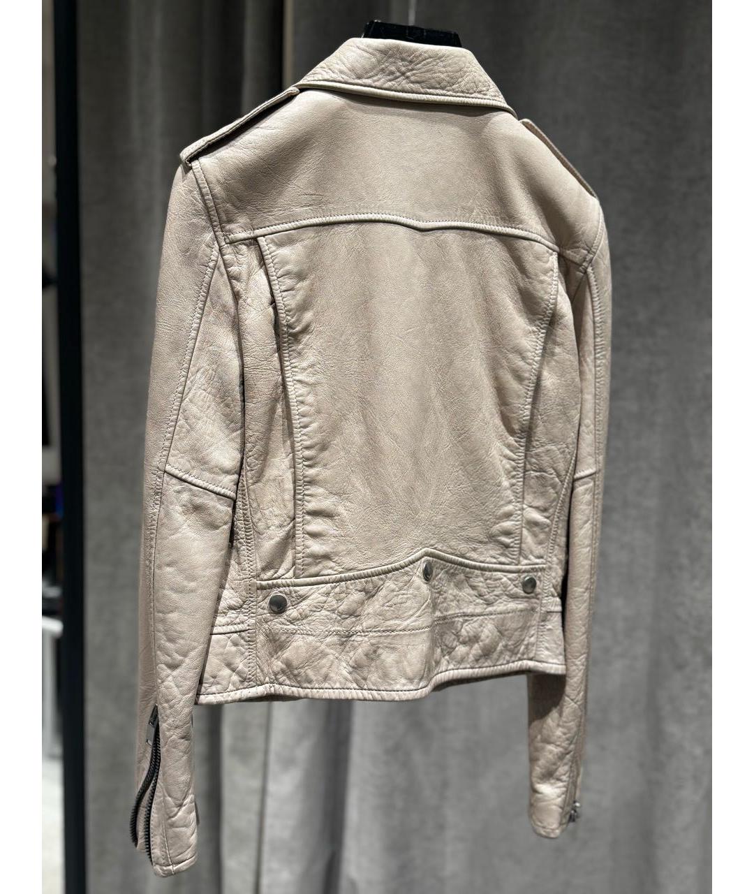 SAINT LAURENT Бежевая кожаная куртка, фото 2