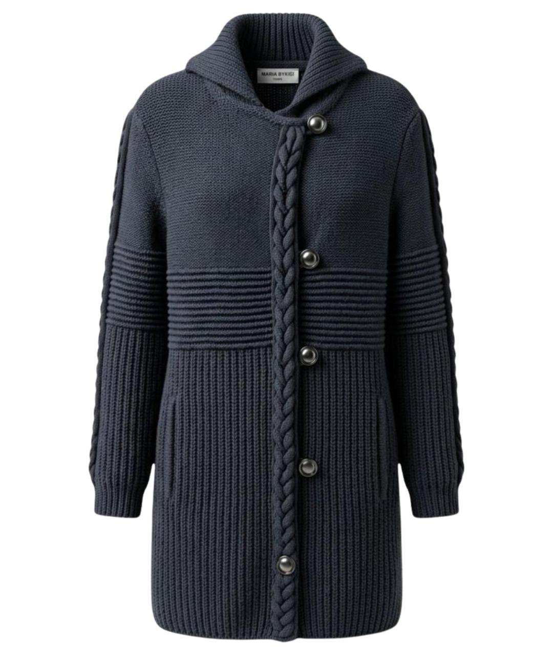 SONIA RYKIEL Темно-синее шерстяное пальто, фото 1