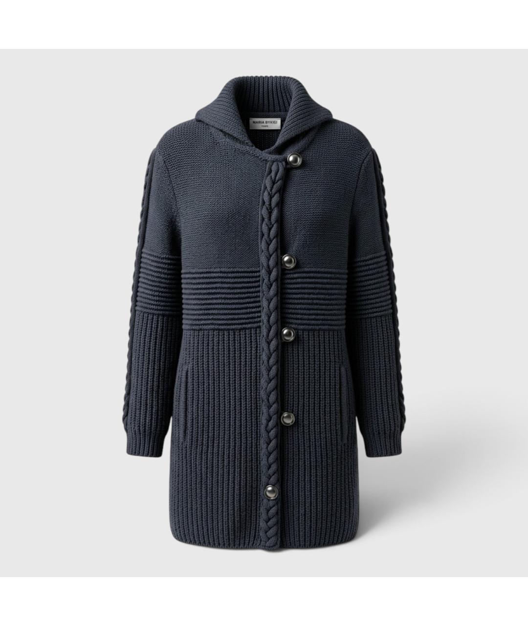 SONIA RYKIEL Темно-синее шерстяное пальто, фото 8