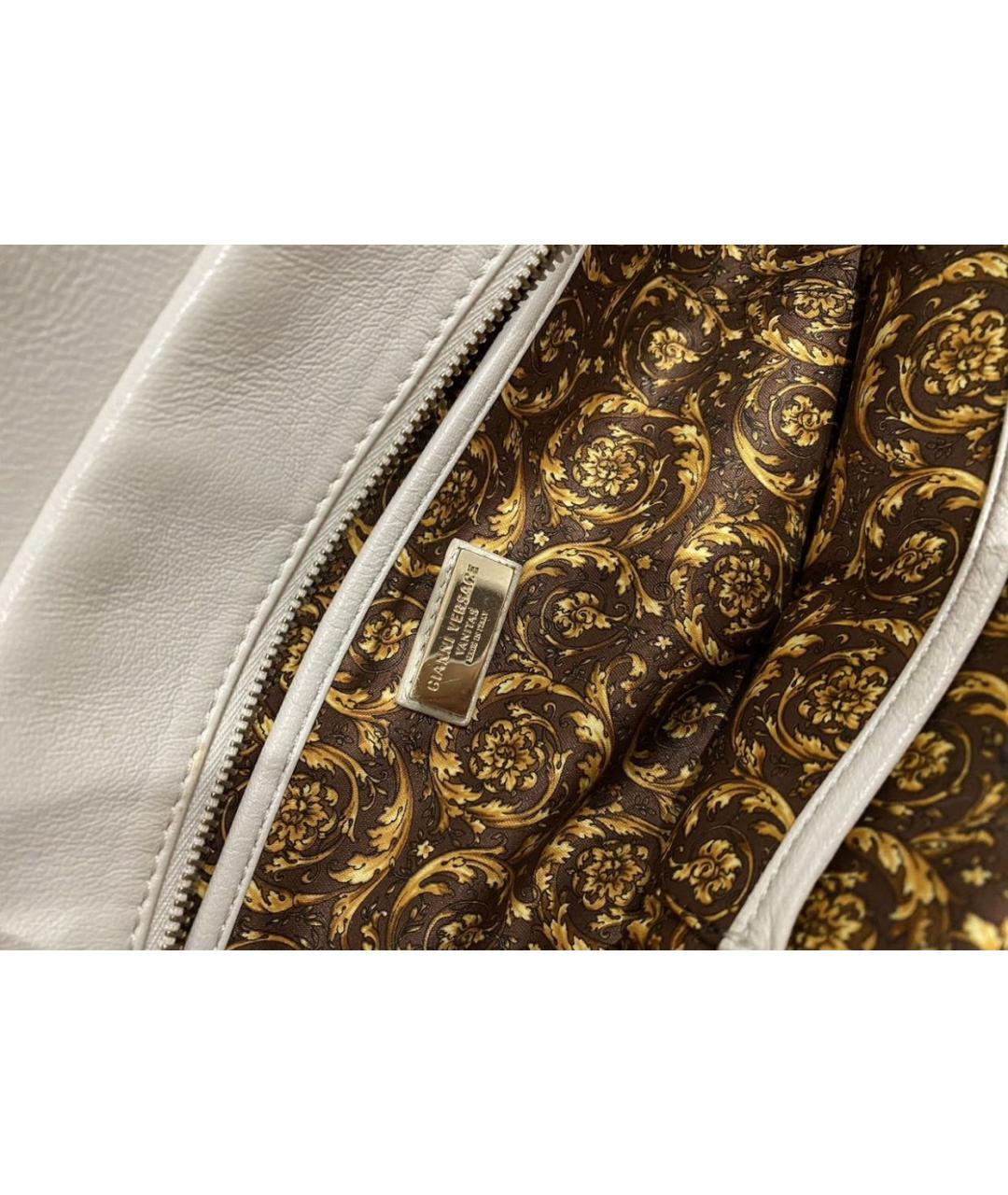 VERSACE Белая кожаная сумка тоут, фото 5