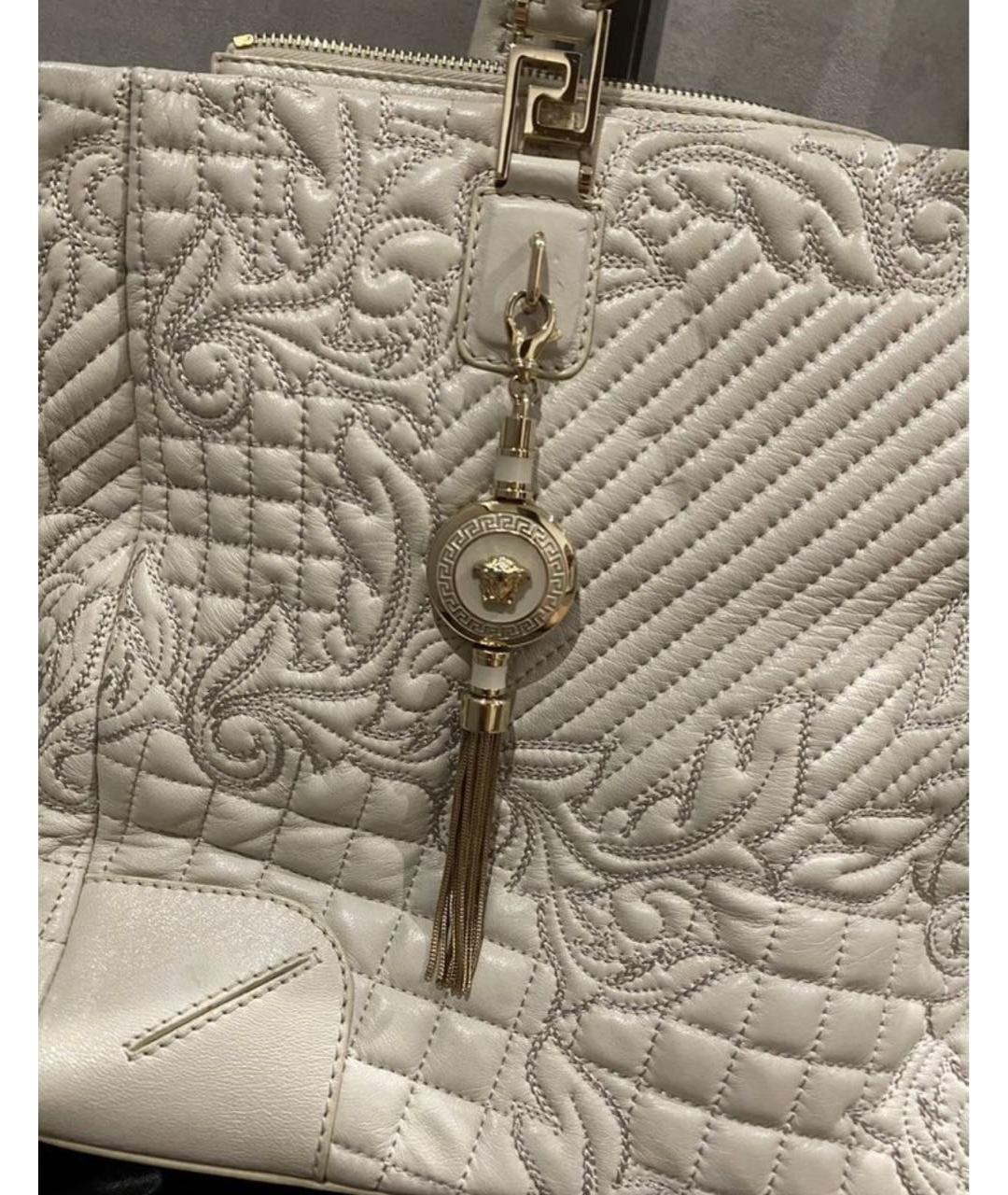VERSACE Белая кожаная сумка тоут, фото 4