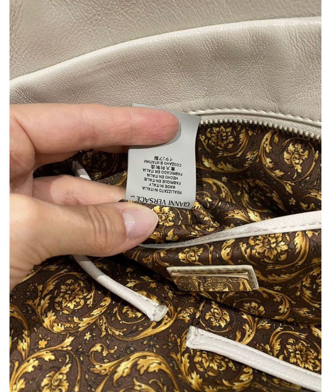 VERSACE Белая кожаная сумка тоут, фото 2