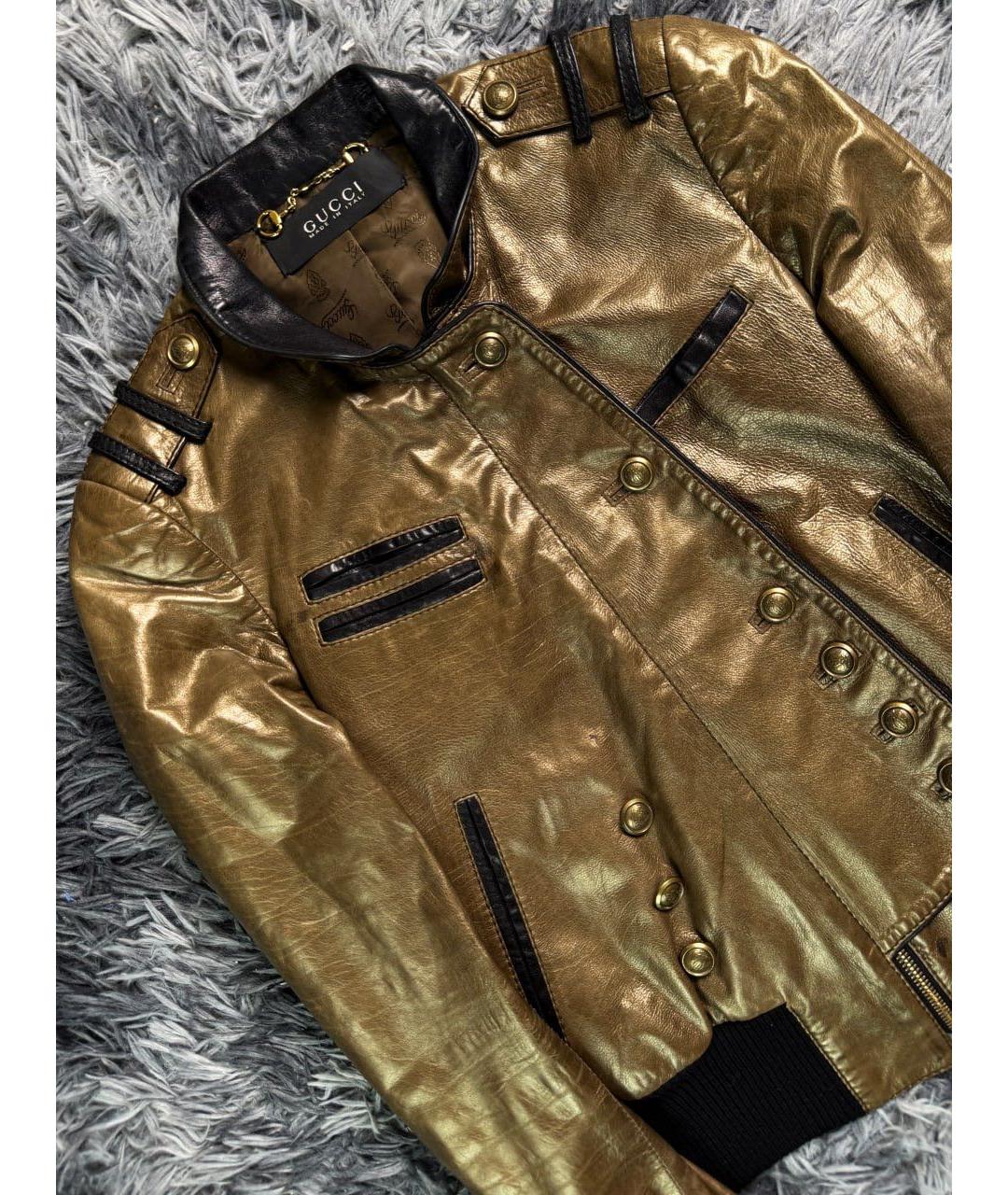 GUCCI Золотая кожаная куртка, фото 3