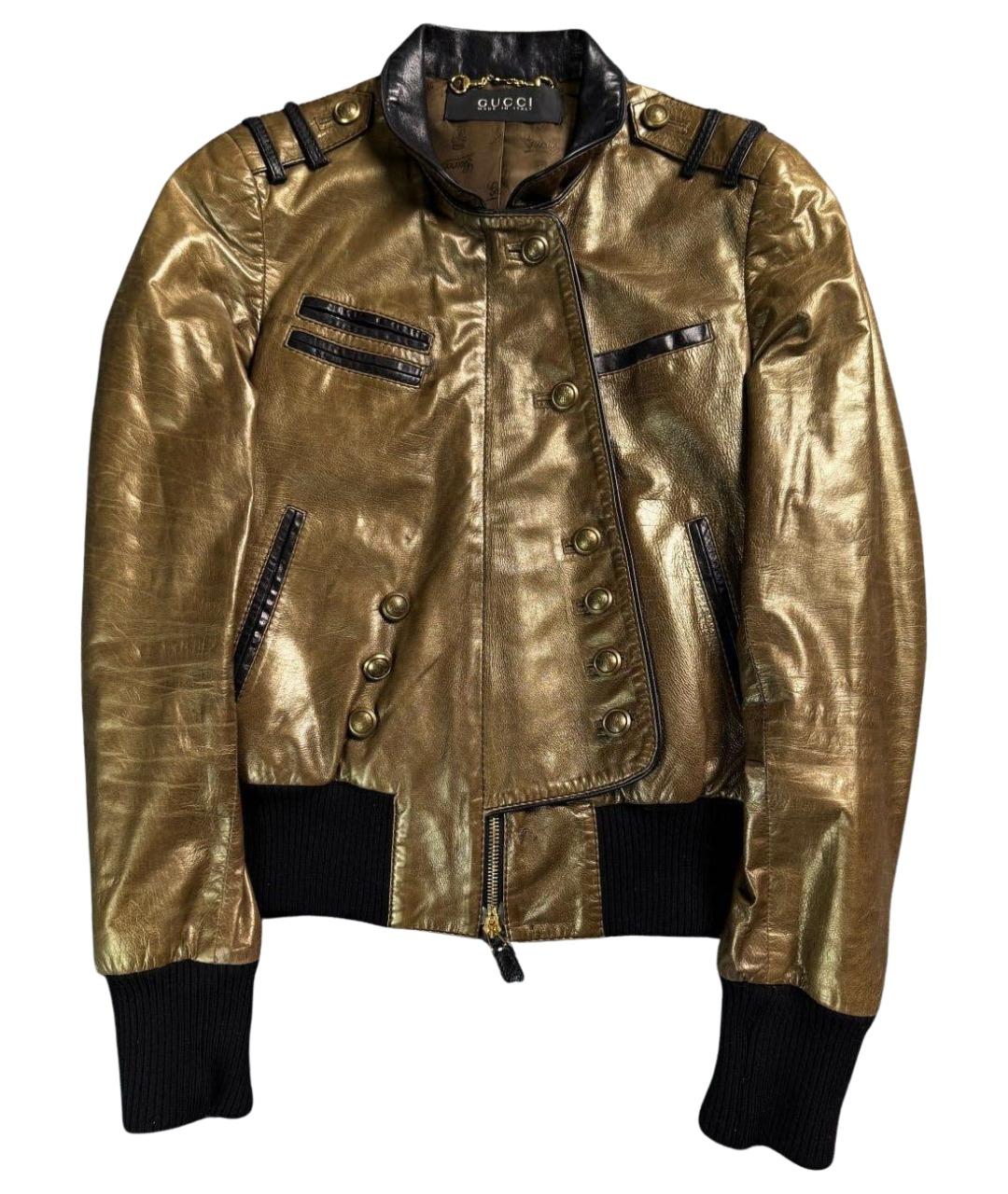 GUCCI Золотая кожаная куртка, фото 1