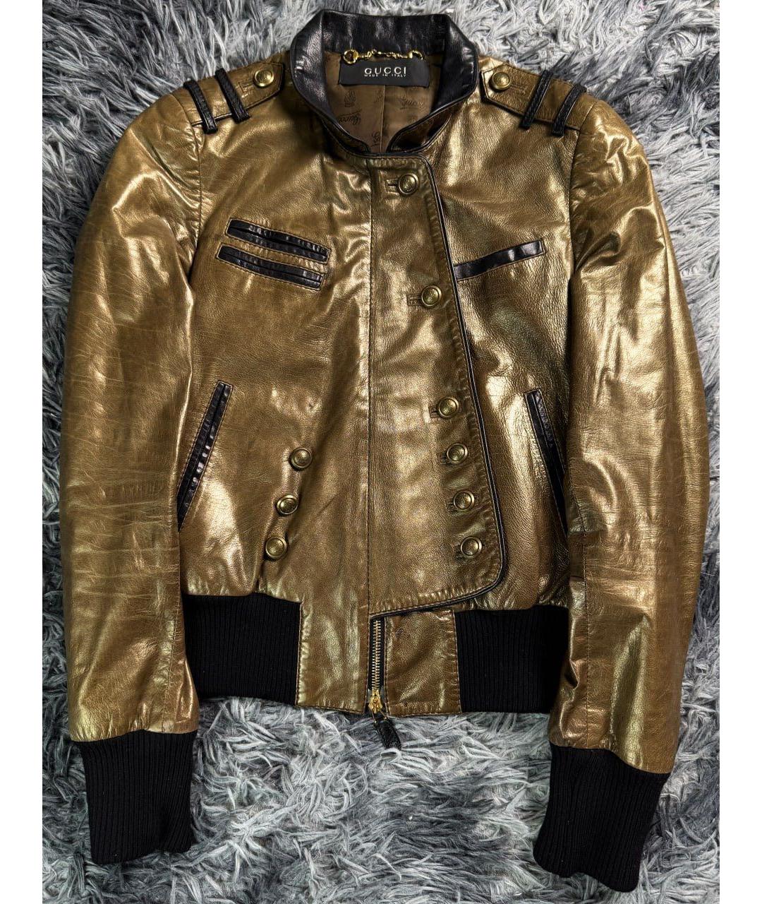 GUCCI Золотая кожаная куртка, фото 9