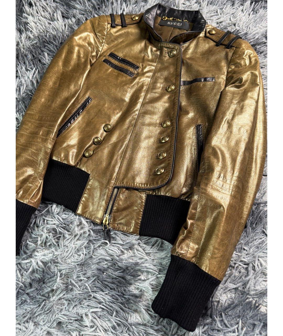 GUCCI Золотая кожаная куртка, фото 6