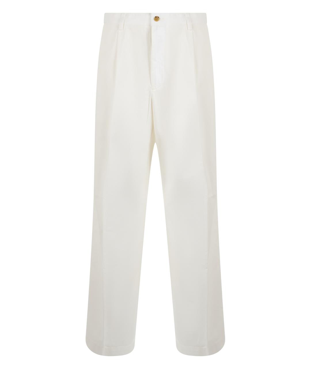 POLO RALPH LAUREN Белые хлопковые прямые брюки, фото 1
