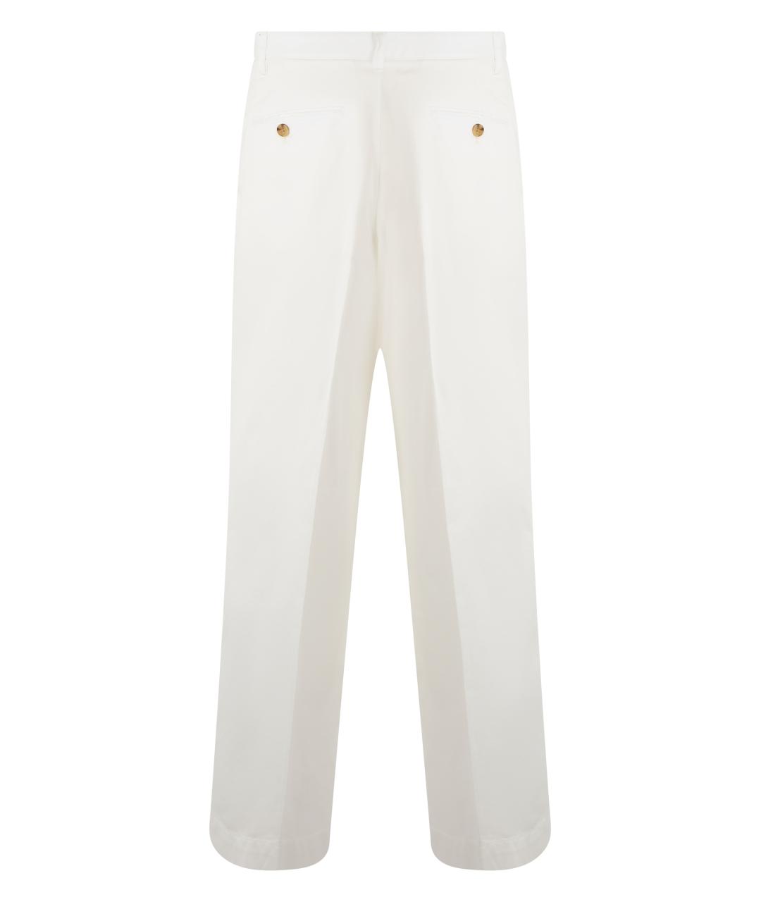 POLO RALPH LAUREN Белые хлопковые прямые брюки, фото 2