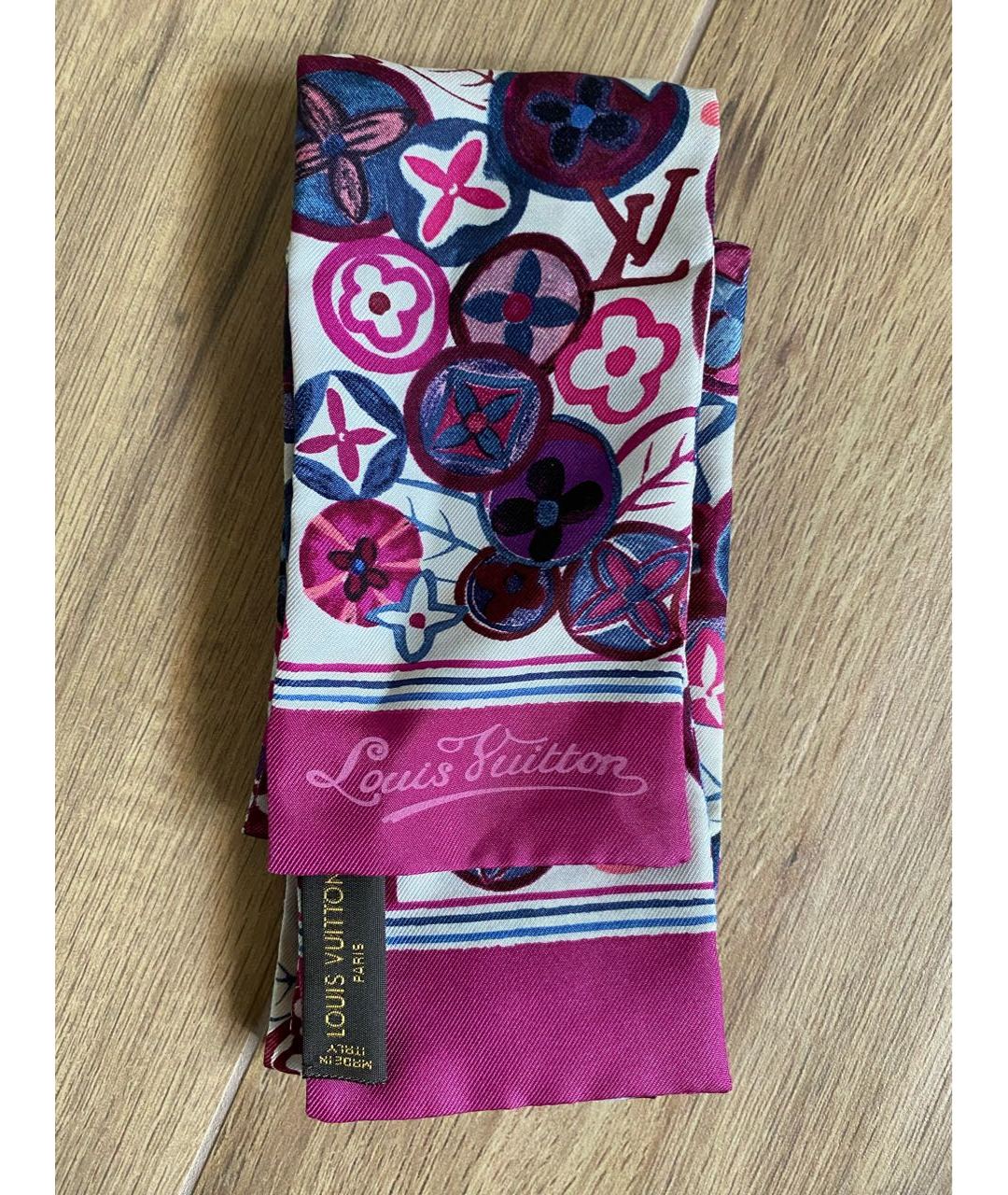 LOUIS VUITTON PRE-OWNED Фиолетовый шелковый шарф, фото 5