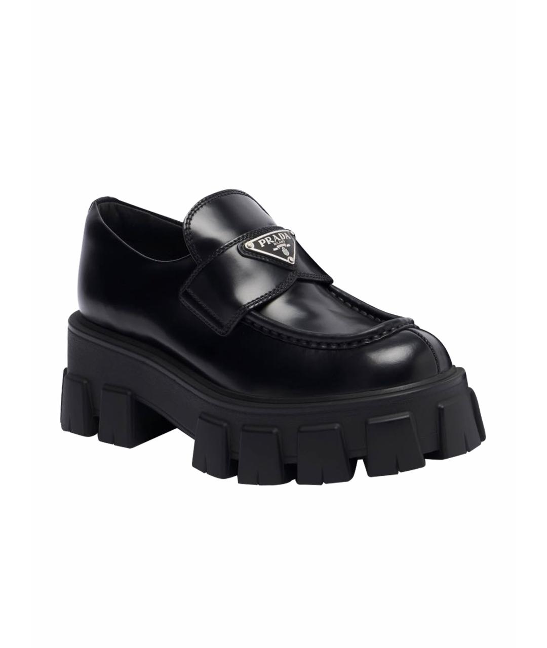 PRADA Черные кожаные лоферы, фото 1