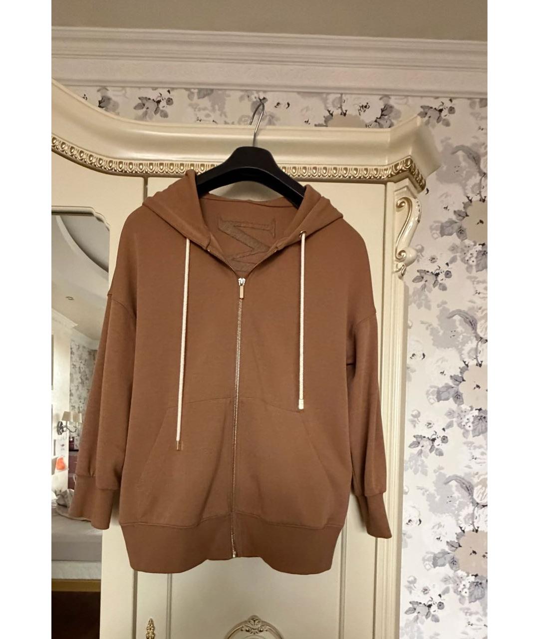 'S MAX MARA Коричневый хлопко-эластановый костюм с брюками, фото 2