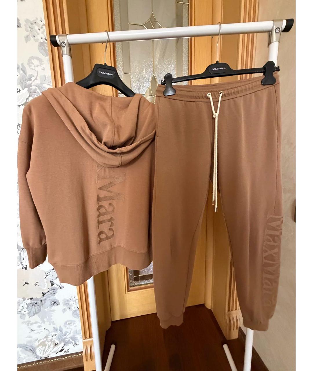 'S MAX MARA Коричневый хлопко-эластановый костюм с брюками, фото 6