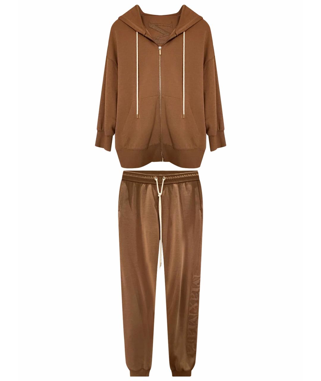 'S MAX MARA Коричневый хлопко-эластановый костюм с брюками, фото 1
