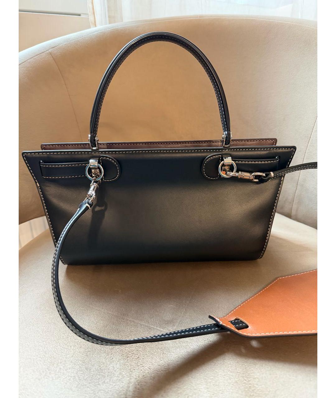 TORY BURCH Черная кожаная сумка тоут, фото 4