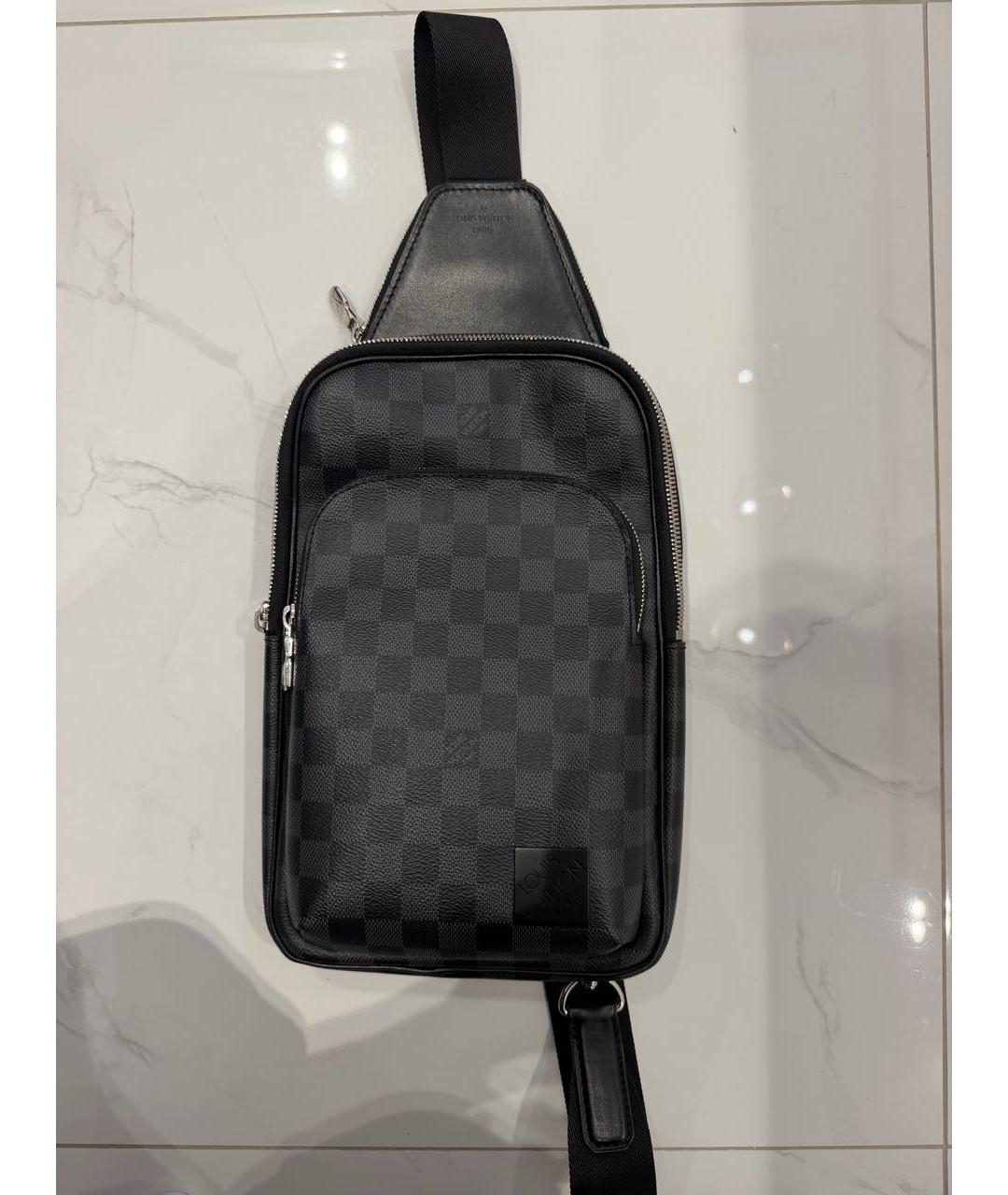 LOUIS VUITTON Черная сумка на плечо из канвы, фото 9
