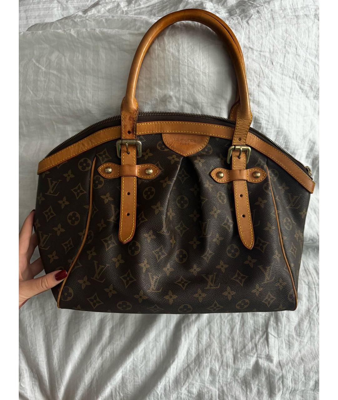 LOUIS VUITTON Коричневая кожаная сумка тоут, фото 9