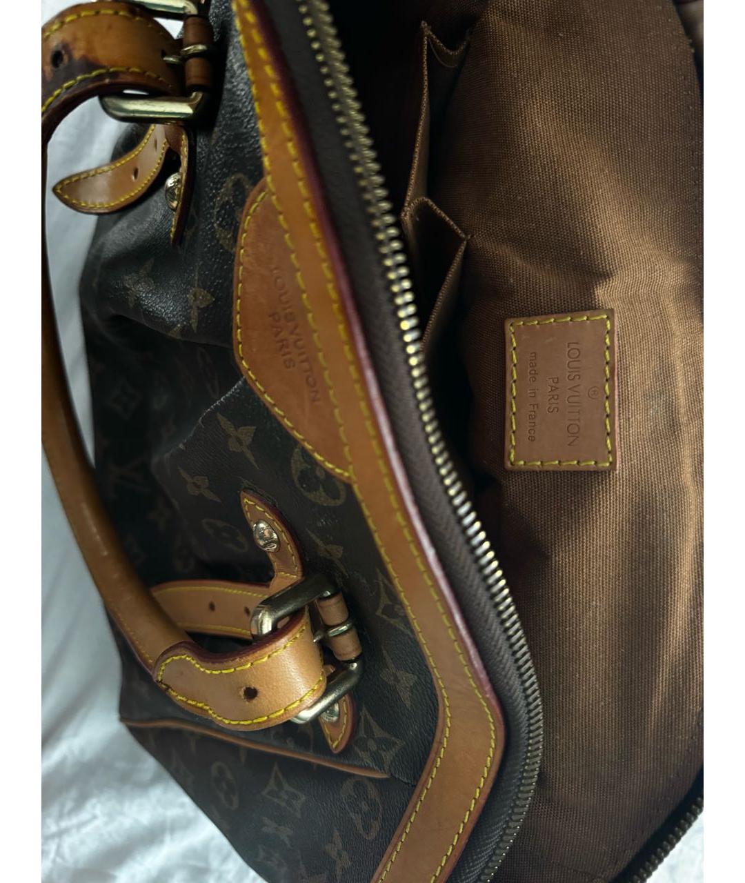 LOUIS VUITTON Коричневая кожаная сумка тоут, фото 7