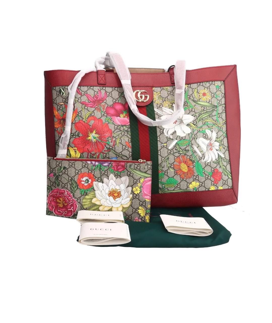 GUCCI Красная сумка тоут из канвы, фото 6