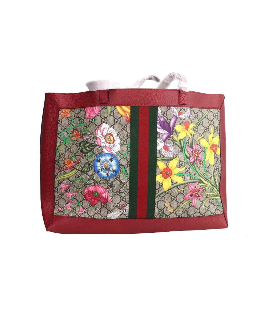 GUCCI Красная сумка тоут из канвы, фото 2