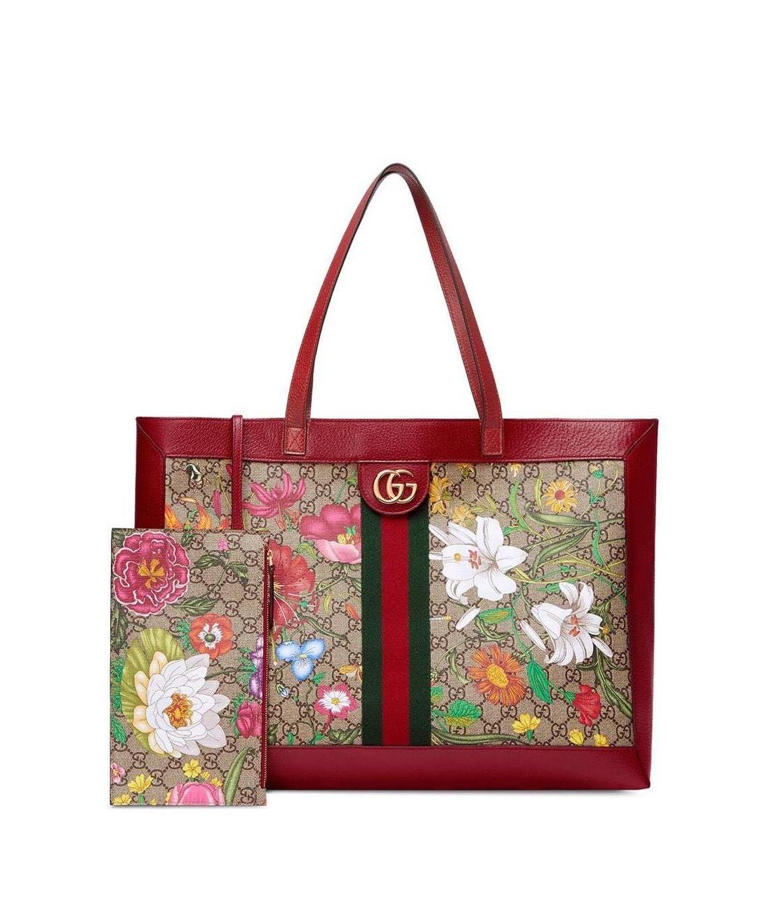 GUCCI Красная сумка тоут из канвы, фото 1