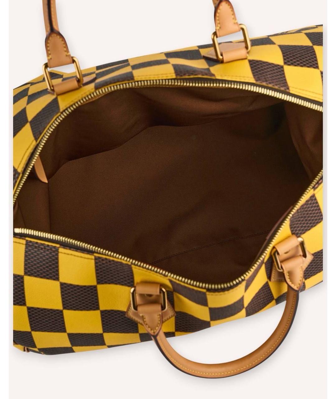 LOUIS VUITTON Желтая дорожная/спортивная сумка из канвы, фото 7